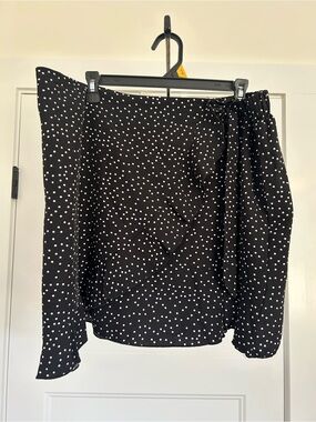 Black Polka Dot Wrap Skirt